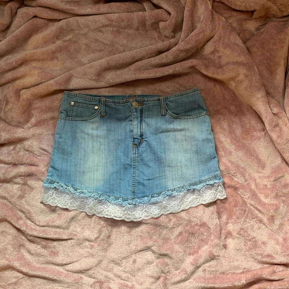 Denim mini skirt with lace bottom (super cute)